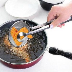 Shop&More    Stainless Steel Filter Spoon and Clip New Design Kitchen Fried Gadget Accessory
