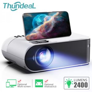 Shop&More ThundeaL TD60 Mini Projector Portable WiFi Android 6.0 Home Cinema for 1080P Video Proyector 2400 Lumens Phone Video 3D Beamer