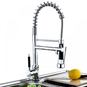 Shop&More Kitchen  Kitchen Sink Mixer Faucet Pull Out Sparyer Tap 360 Degree Rotation Single Handle Chrome Brass Brushed Tap Collapsible
