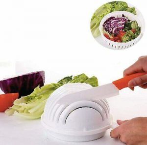 Shop&More Kitchen  Salad Cutter Bowl 60 Seconds Perfect Fruit and Vegetable Chopper Slicer
