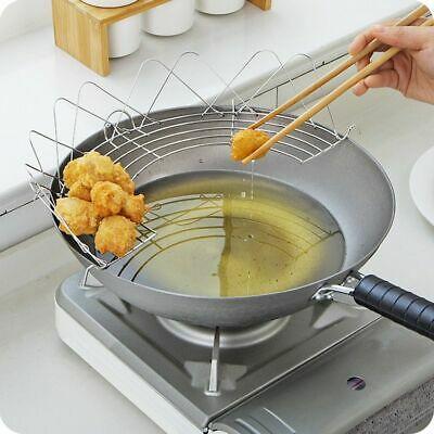 Shop&More    Frying Oil Filter Rack Stainless Steel Semicircle Steaming Drain Oil Holder