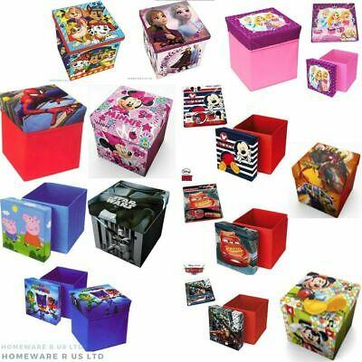Shop&More    CHILDRENS BEDROOM STORAGE STOOL TOY BOX CHESTS OTTOMAN CARS MINNIE STAR WARS PJ