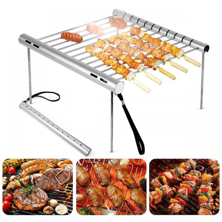 Shop&More Outdoor Portable Folding Stainless Steel Barbecue Grill Camping Picnic BBQ Rack