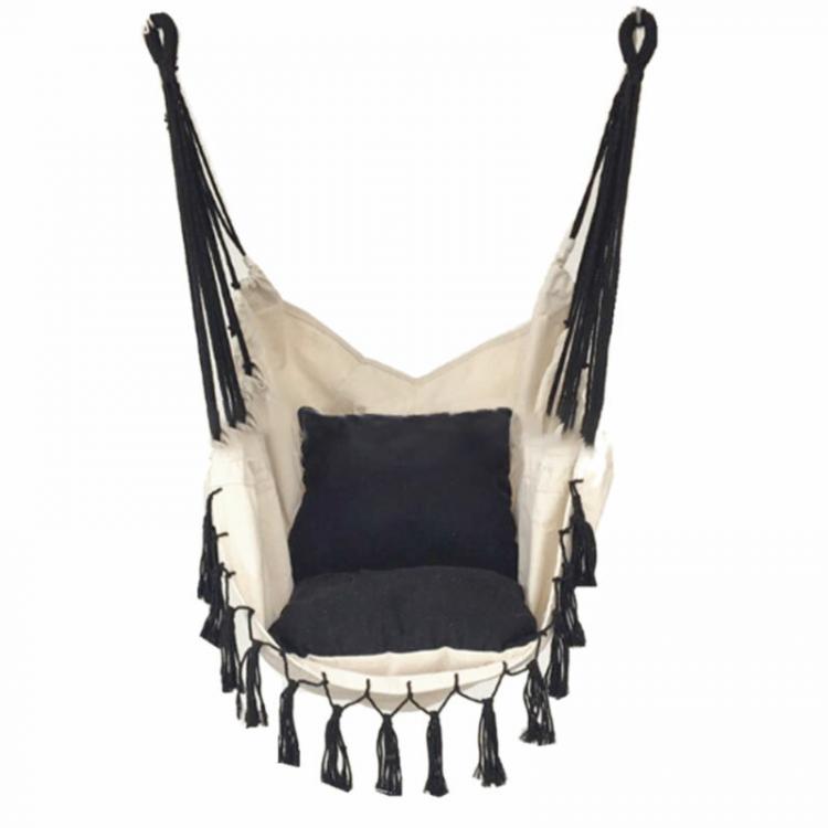 Shop&More Tassel Hammock Chair With Rod Outdoor Indoor Dormitory Bedroom Yard Travel Camping  For Child Adult Swinging Hanging Single Safety